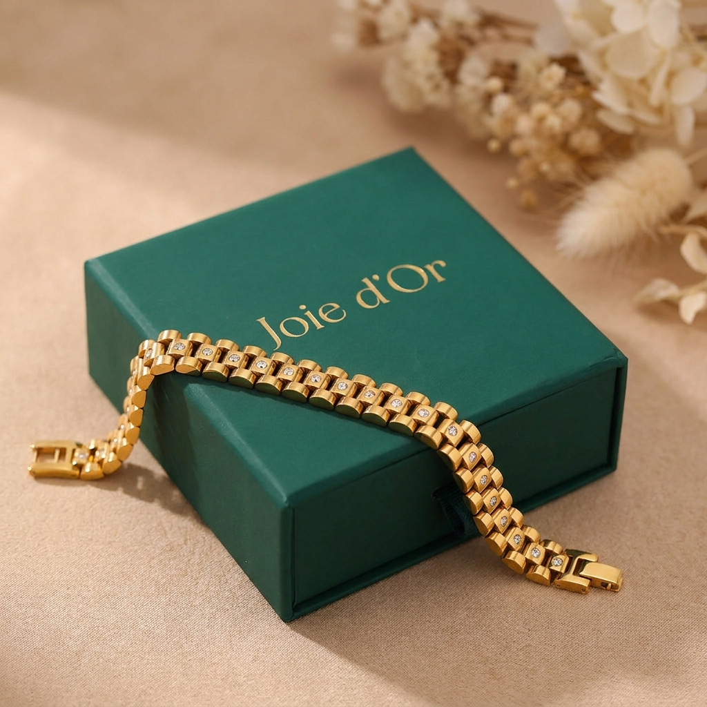 Gladia Watchband Bracelet with Diamond Simulants