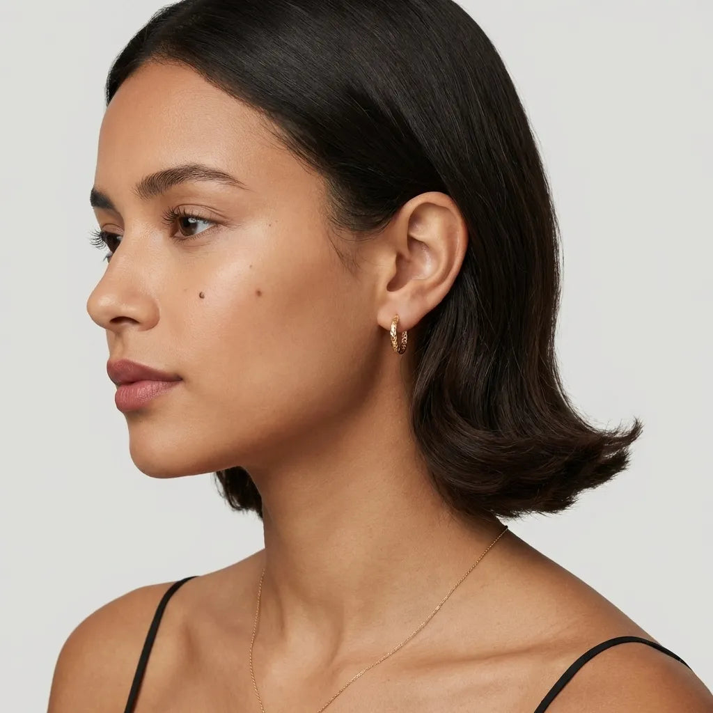 Hanna Hoops Earrings Minimal Gold Hoop Design