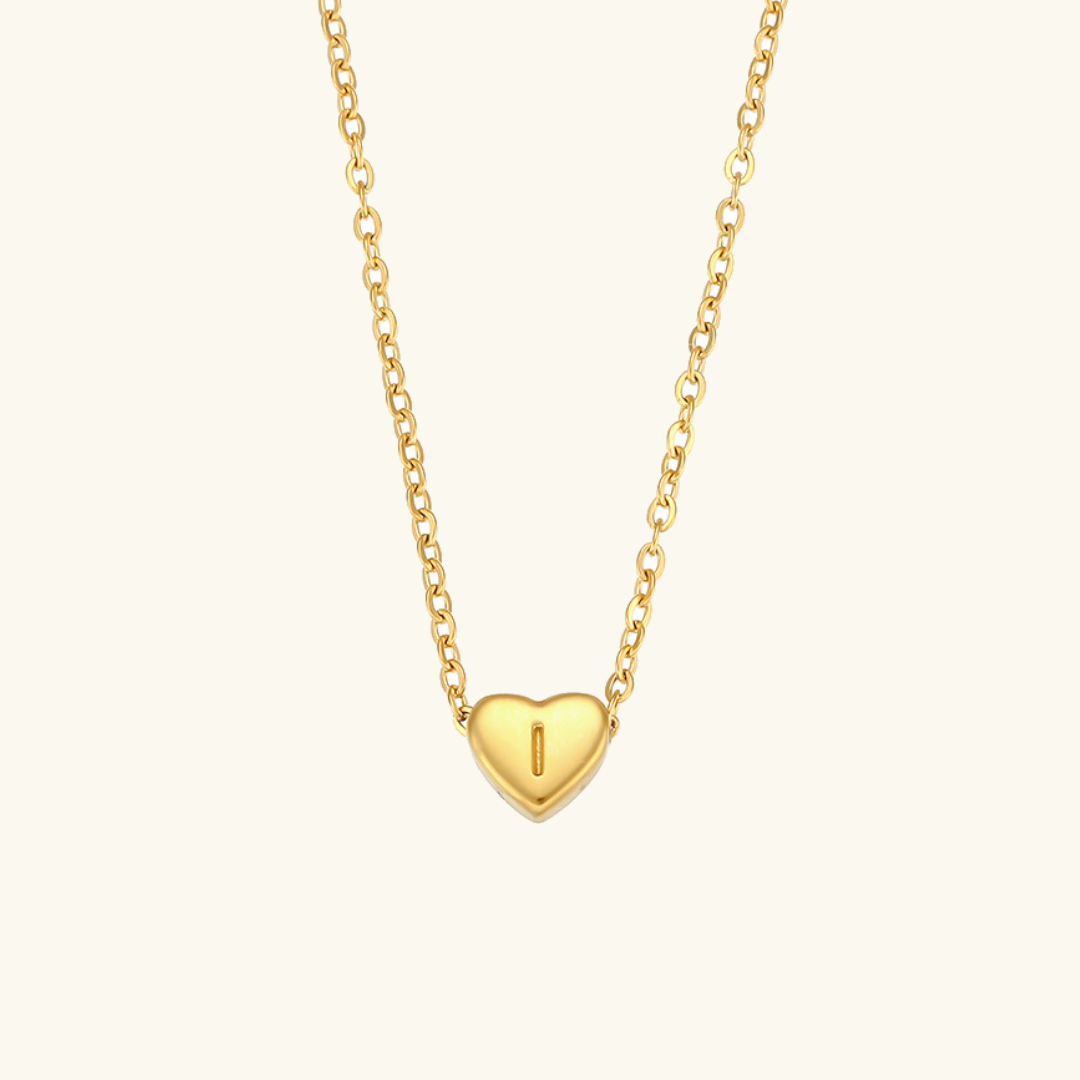 Heart Gold Initial Necklace
