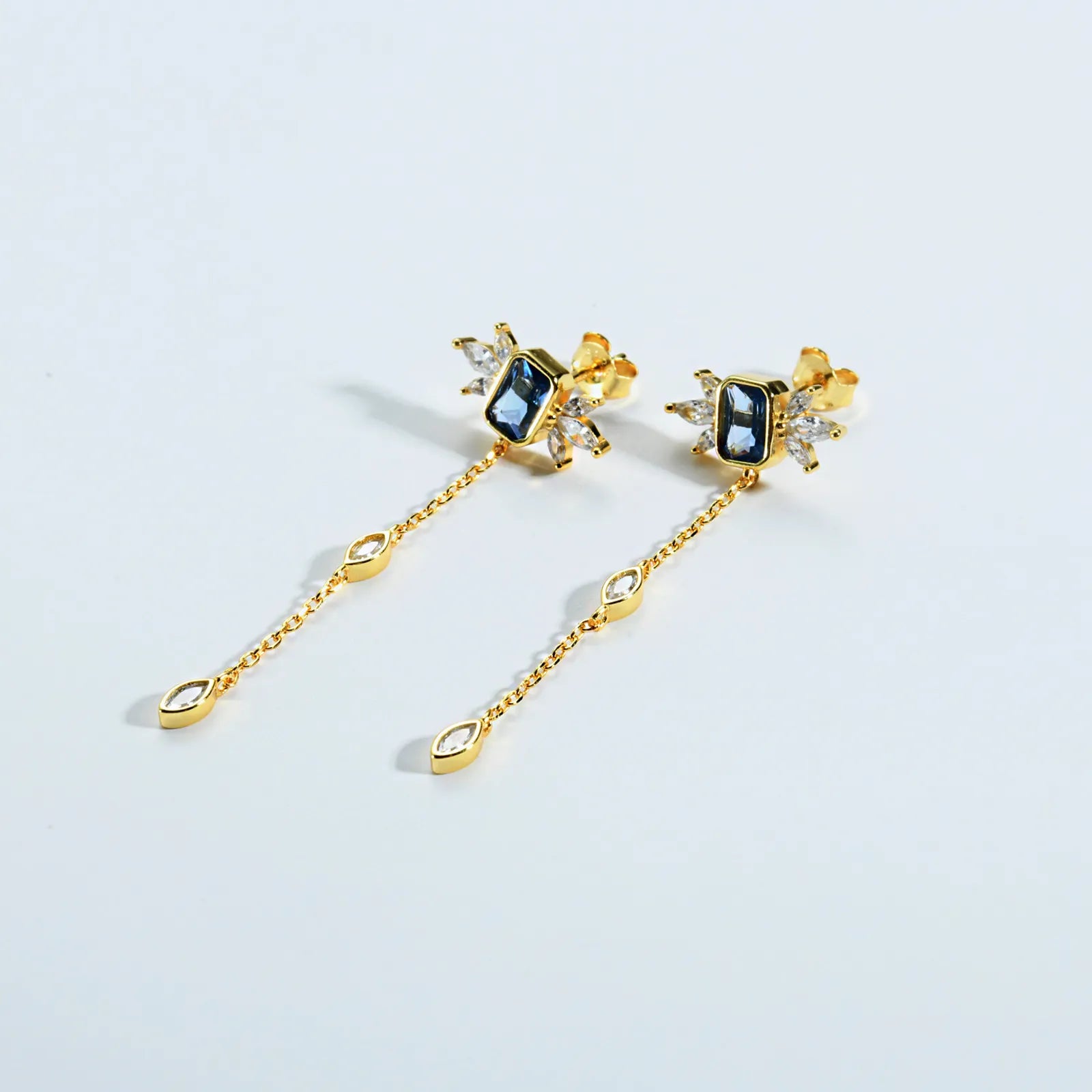 Isabella Noir Drop Earrings with black zircon crystals