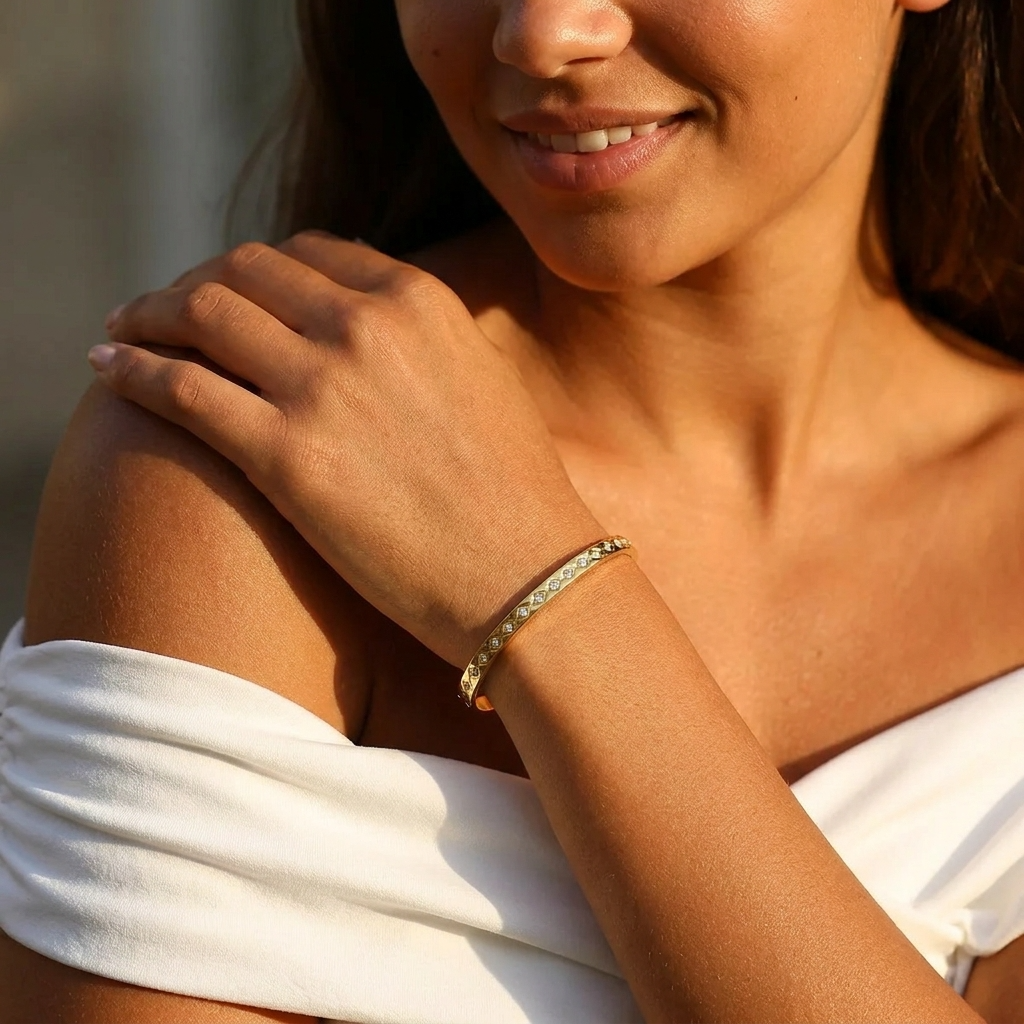 Isabella Pavé Crystal Bangle with Sparkling Zircon Stones