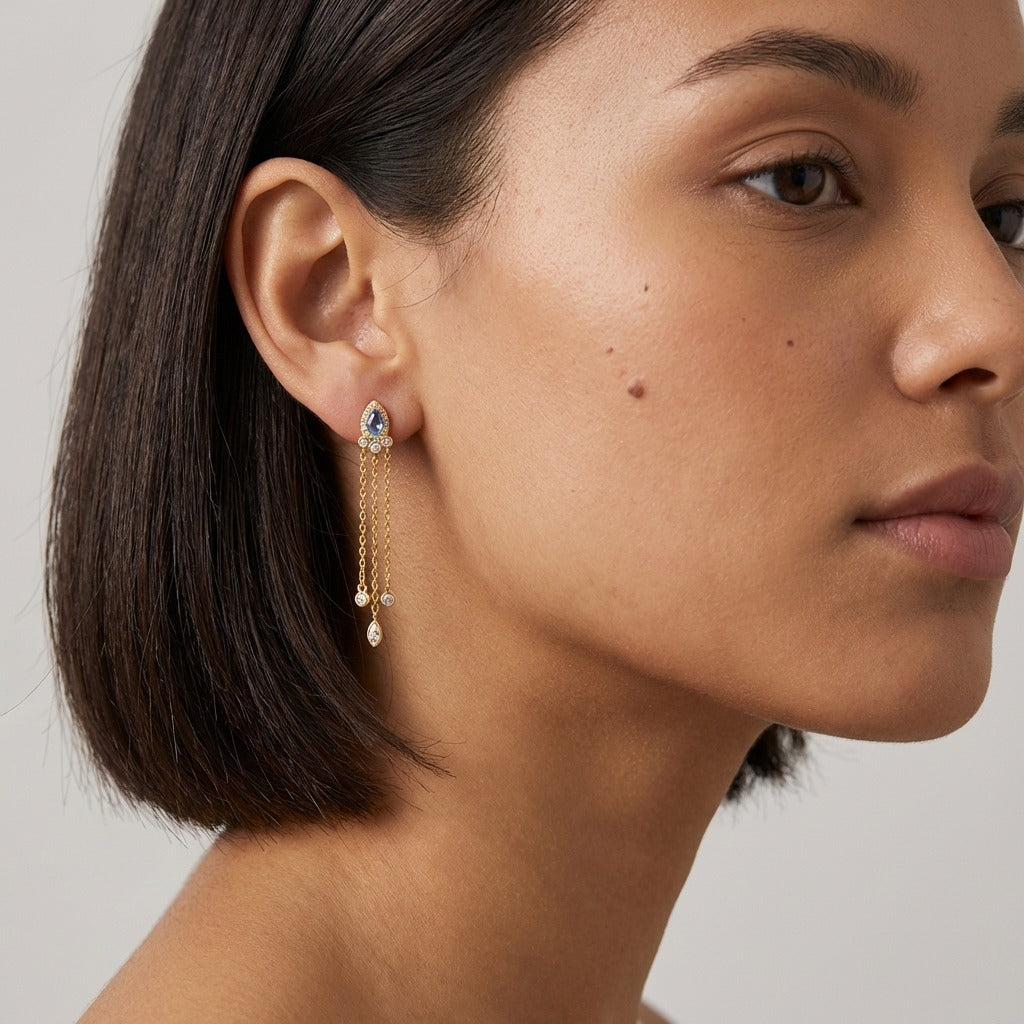 Isabella Radiant Drop Earrings with gold plated finish