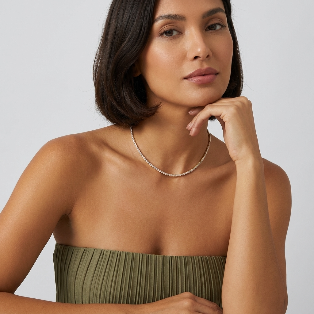 Isolde Tennis Necklace with 18K gold-plated finish