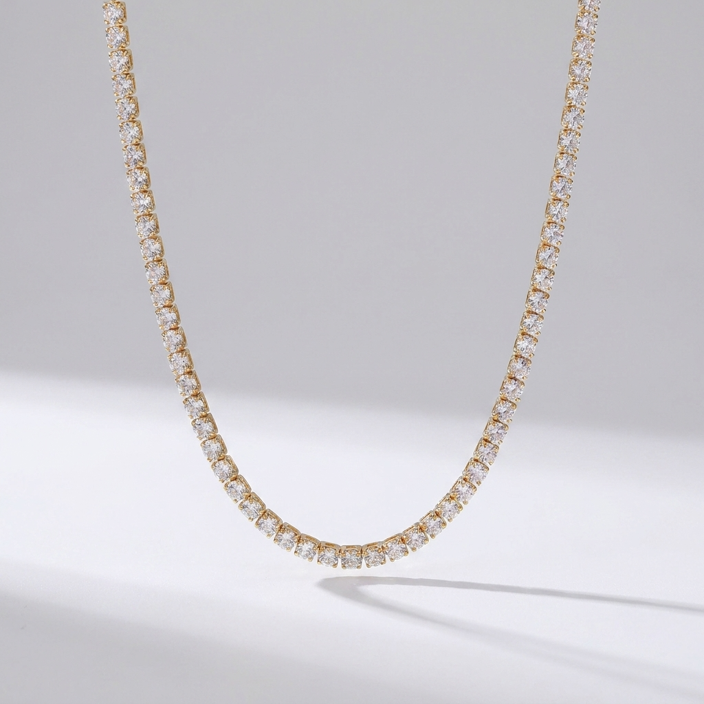 Isolde Tennis Necklace with 18K gold-plated finish