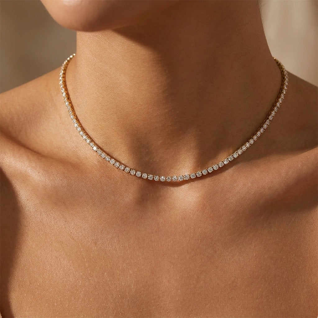 Isolde Tennis Necklace with 18K gold-plated finish