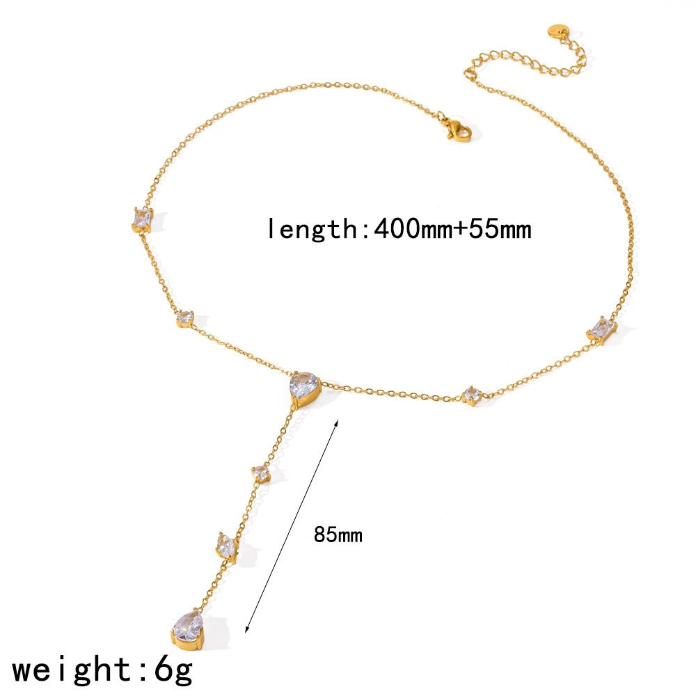 Mixed Cut Lariat Necklace