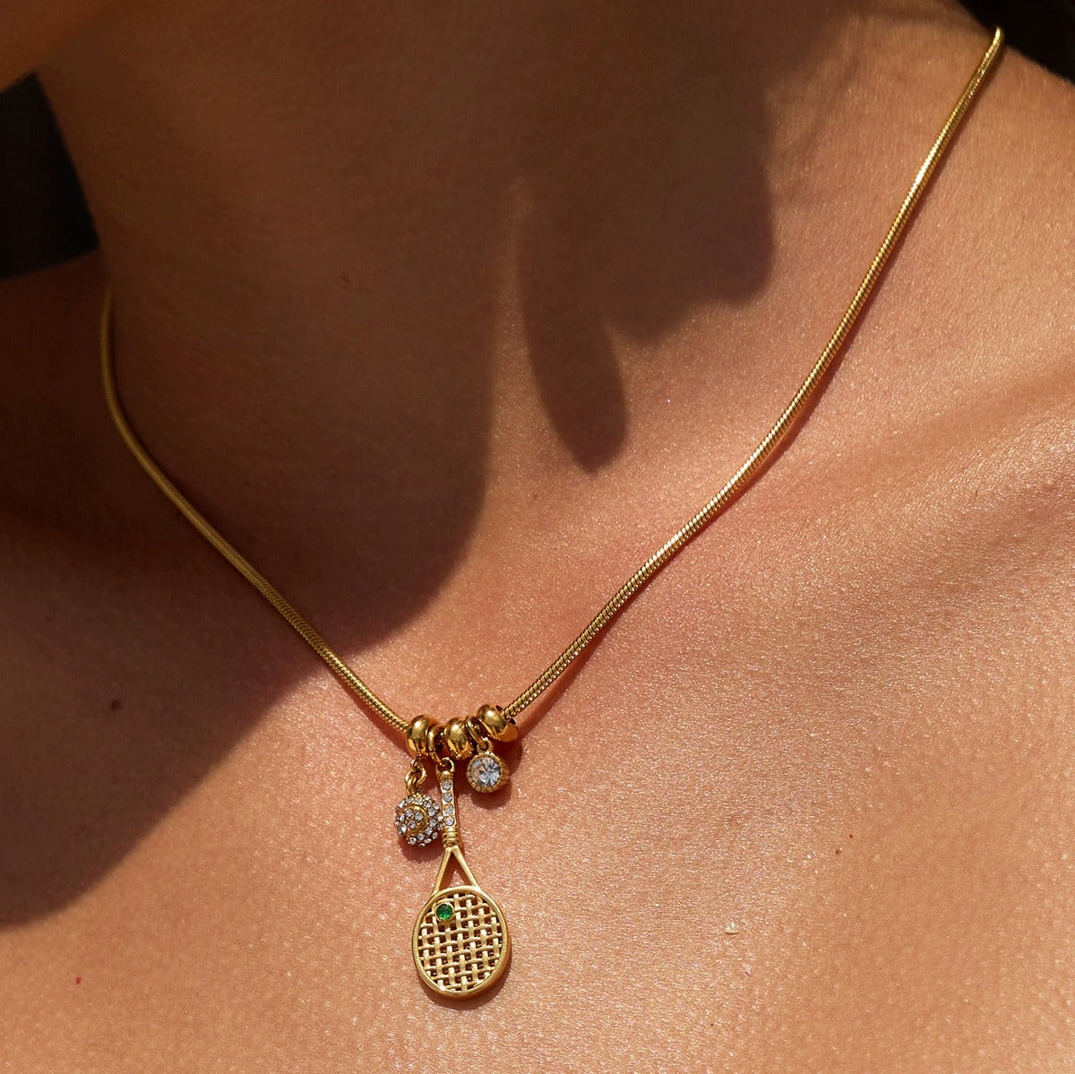 Marquise Tennis Charms Gold Necklace