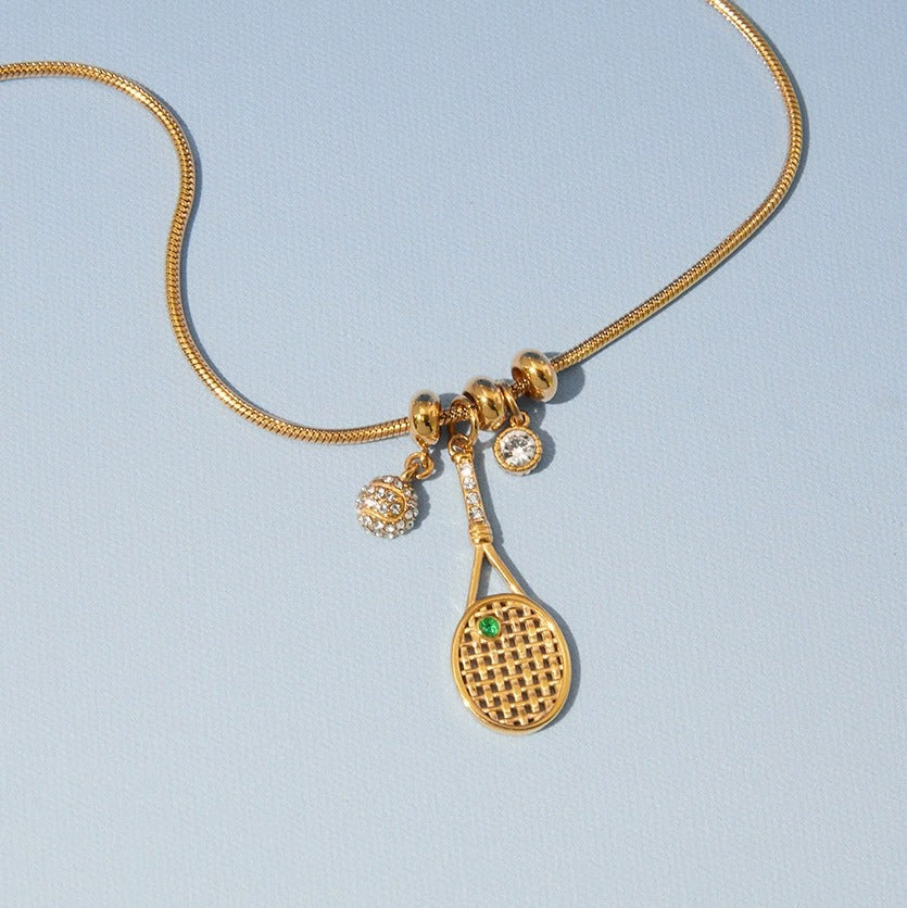 Marquise Tennis Charms Gold Necklace