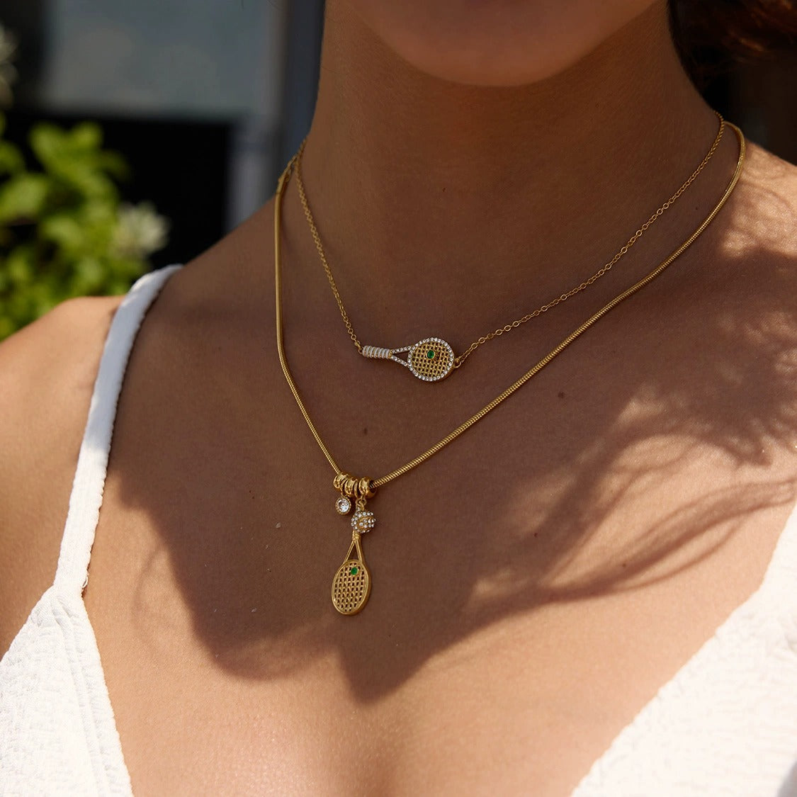 Marquise Tennis Charms Gold Necklace