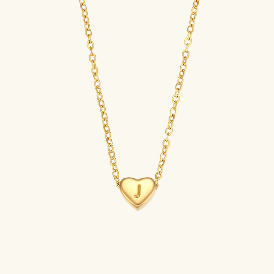 Heart Gold Initial Necklace