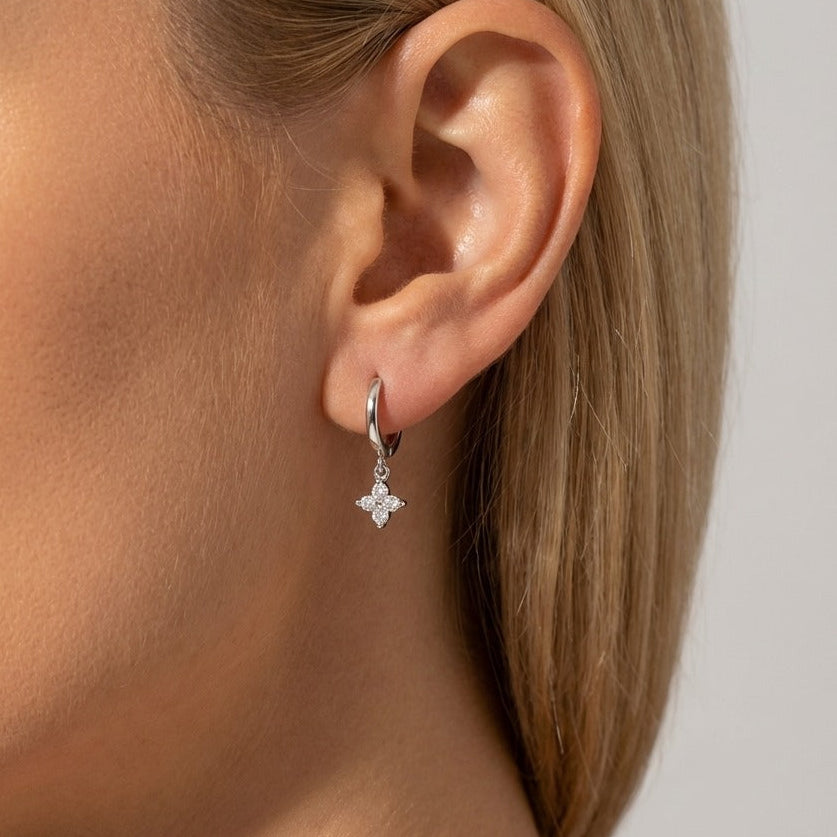 Juliette Clover Crystal Hoops with Sparkling Stones