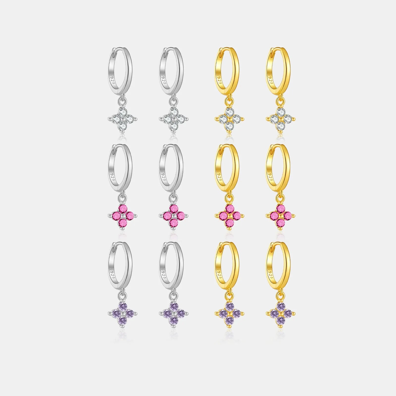 Juliette Clover Crystal Hoops with Sparkling Stones