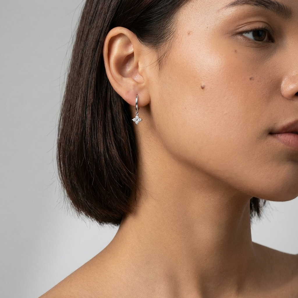 Juliette Clover Crystal Hoops with Sparkling Stones