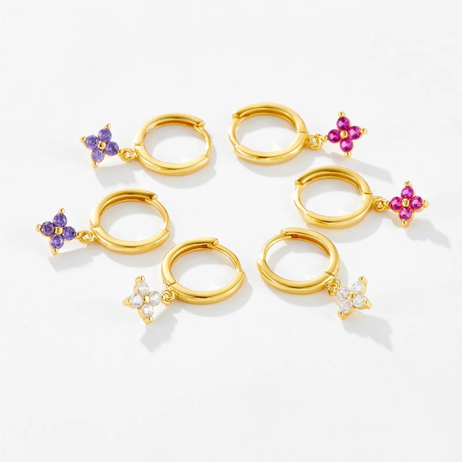 Juliette Clover Crystal Hoops with Sparkling Stones