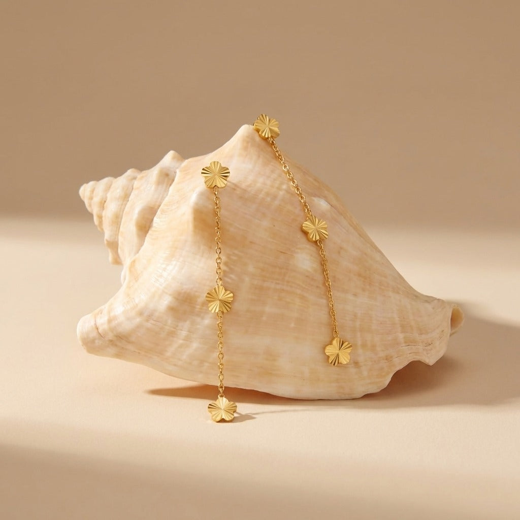 Juliette Floral Chain Earrings with gold PVD finish