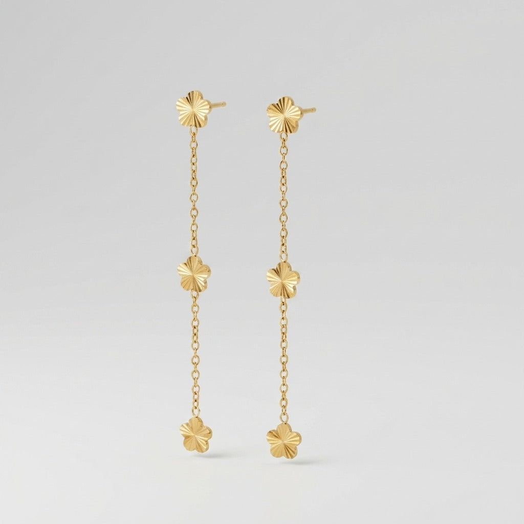 Juliette Floral Chain Earrings with gold PVD finish