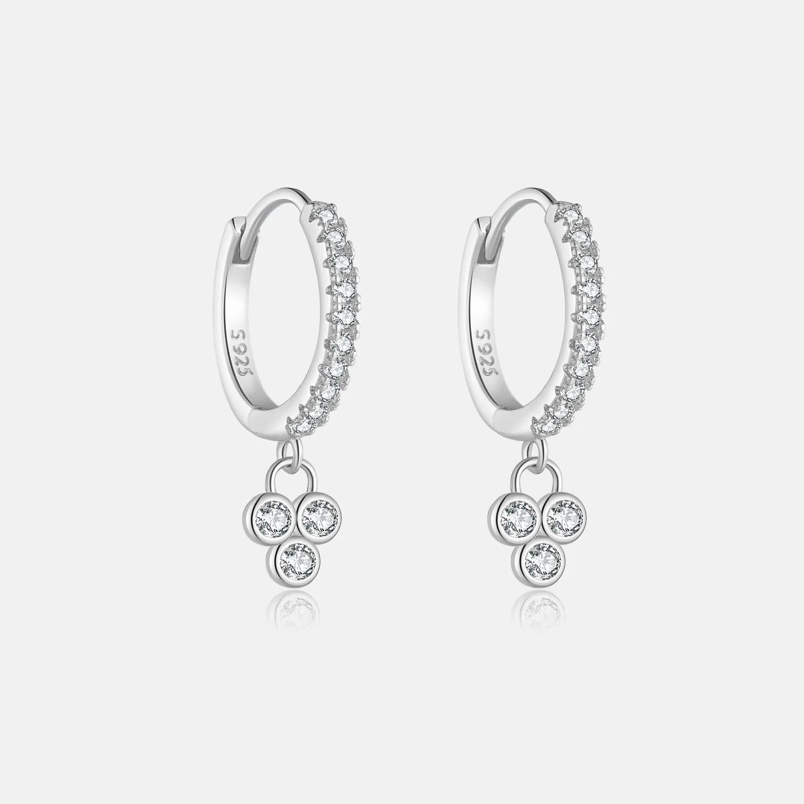 Juliette Triple Stone Earrings in gold finish with white crystals