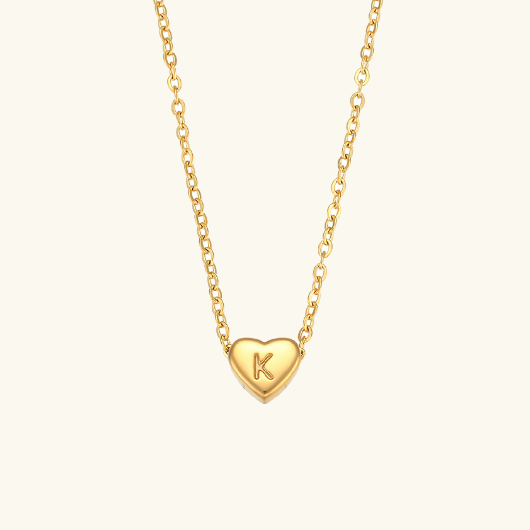 Heart Gold Initial Necklace
