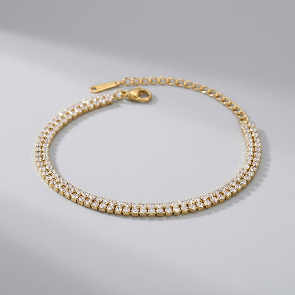 Léa Double Tennis Bracelet with Sparkling Zircon Stones