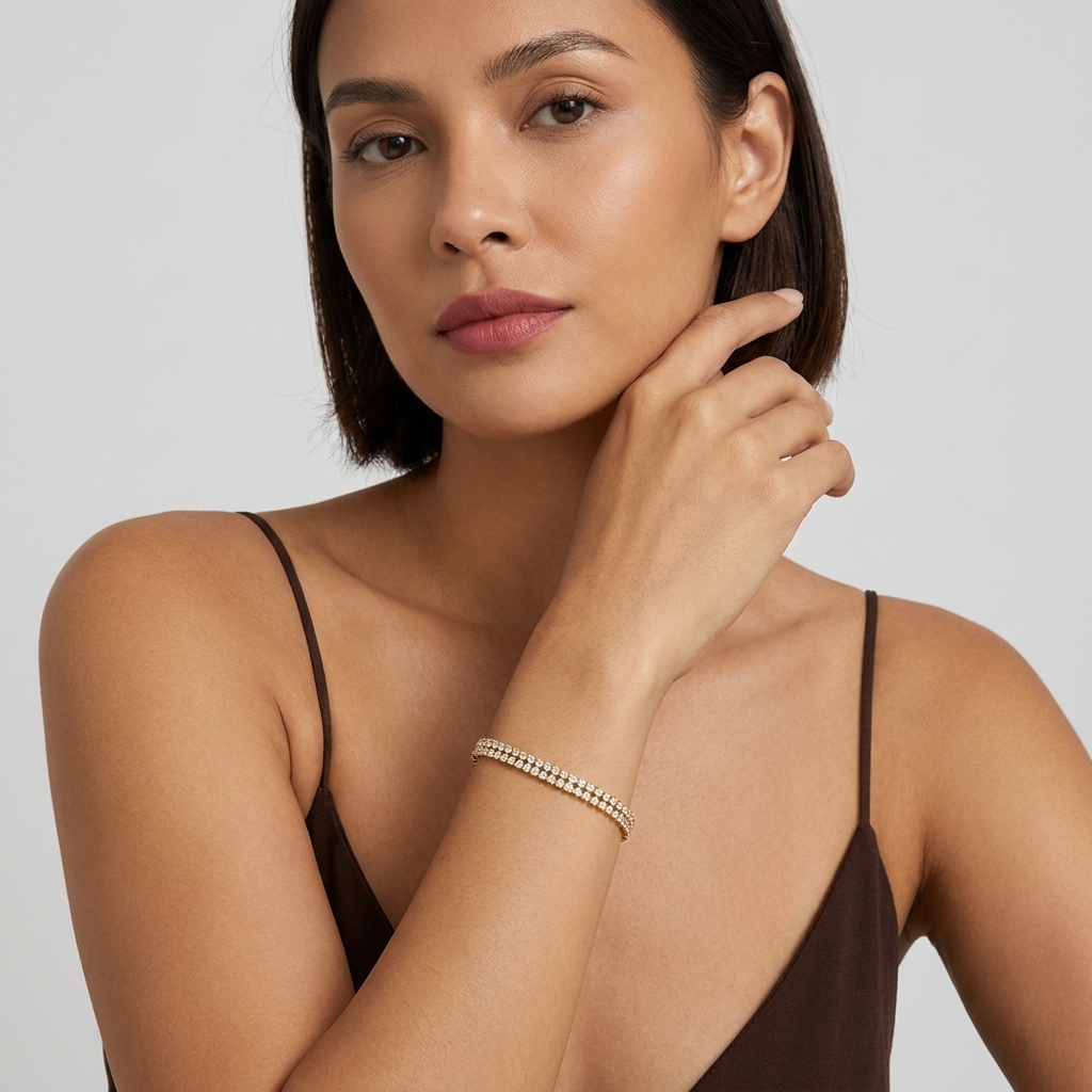 Léa Double Tennis Bracelet with Sparkling Zircon Stones