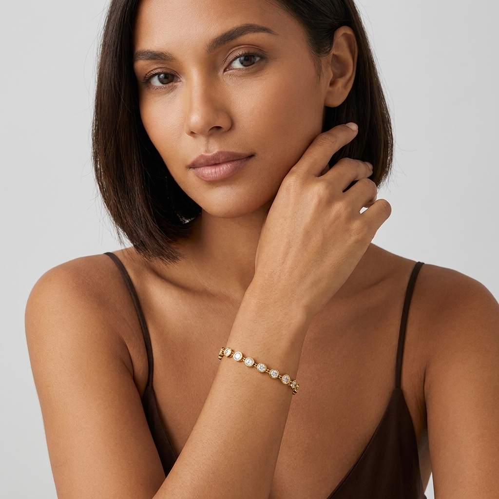 Léa Round Tennis Bracelet with sparkling zircon stones