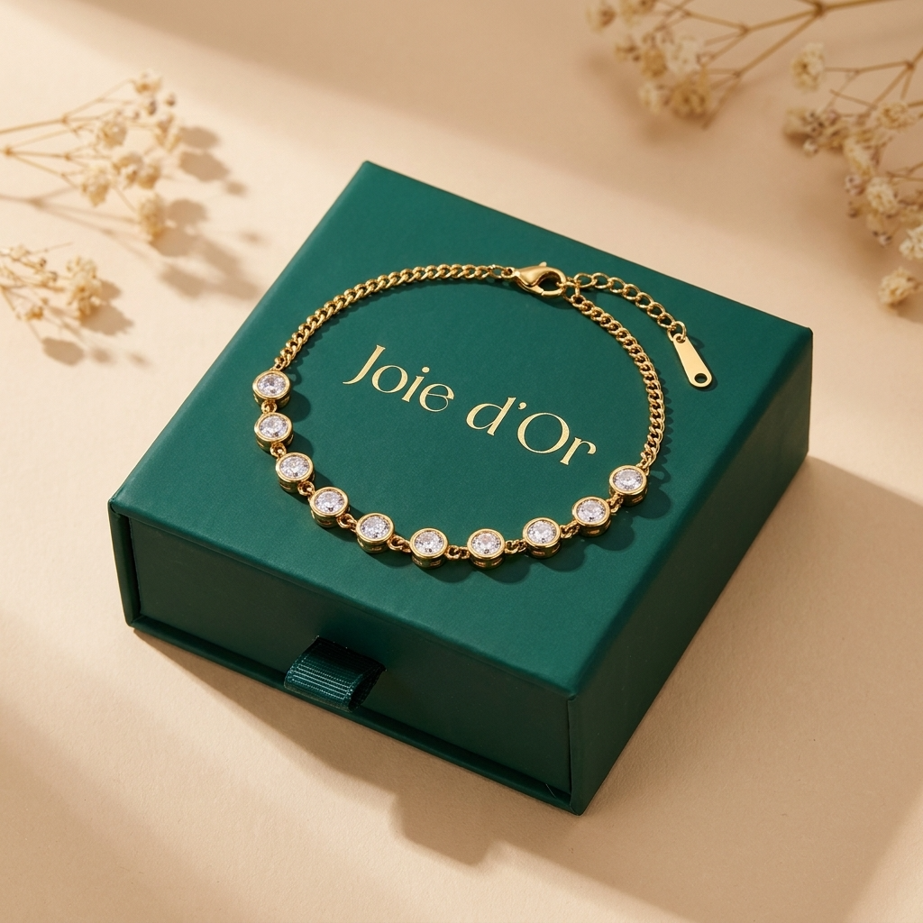 Lea Round Tennis Bracelet with sparkling zircon stones