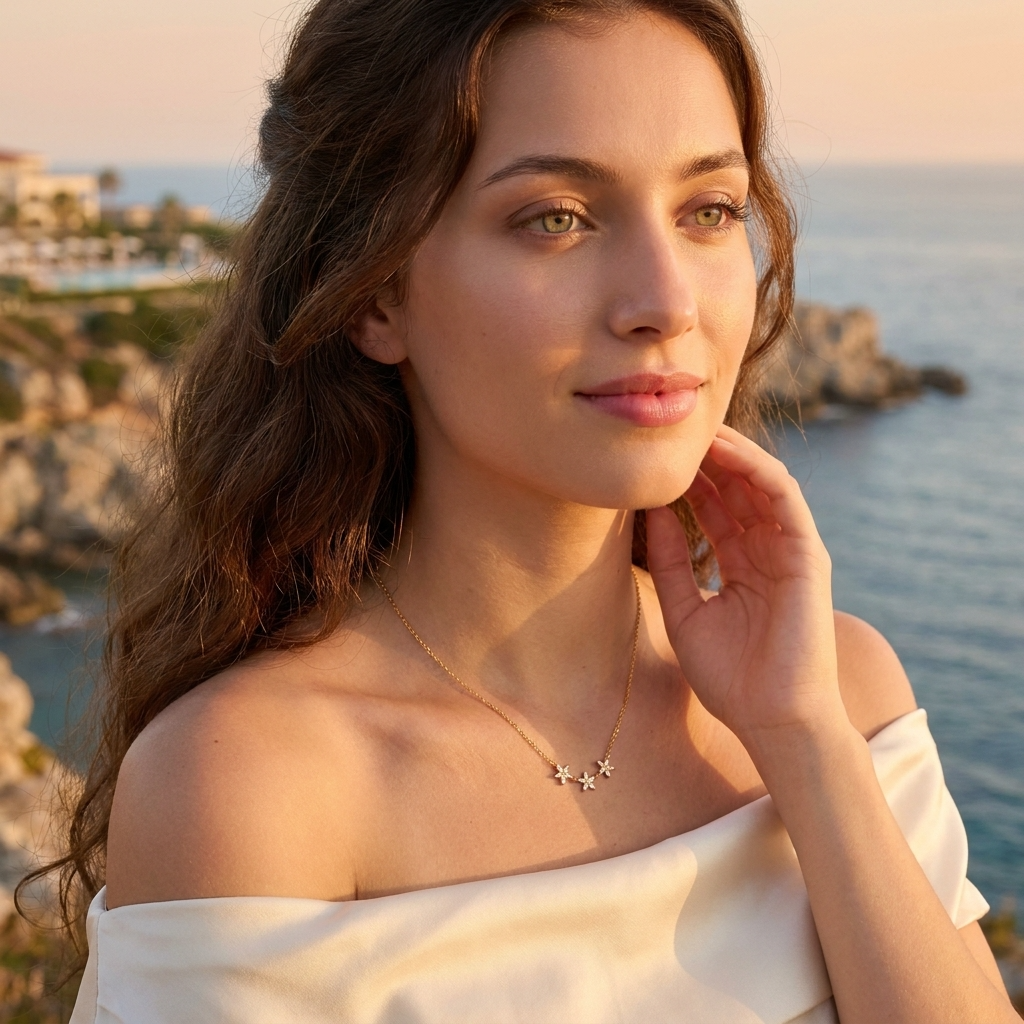 Maia Crystal Flower Necklace Close Up Detail