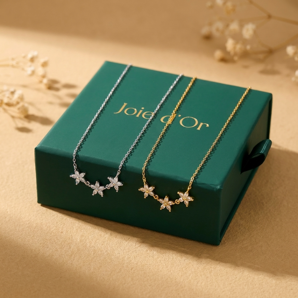 Maia Crystal Flower Necklace Close Up Detail