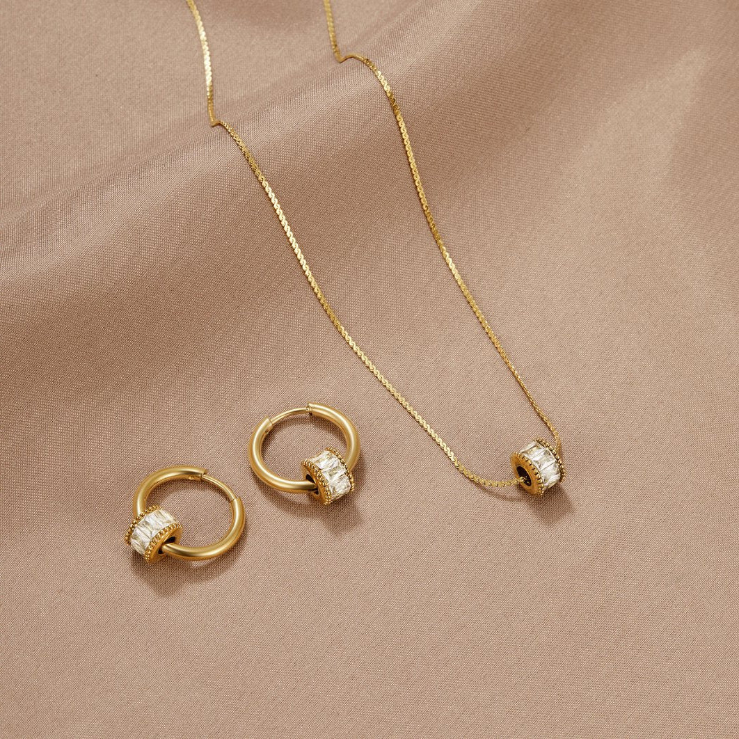Maia Crystal Gold Hoop Earrings with AAA Cubic Zirconia