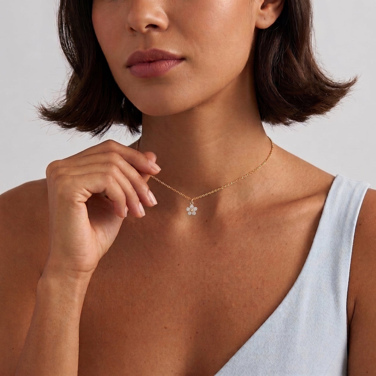 Agatha Crystal Flower Gold Necklace