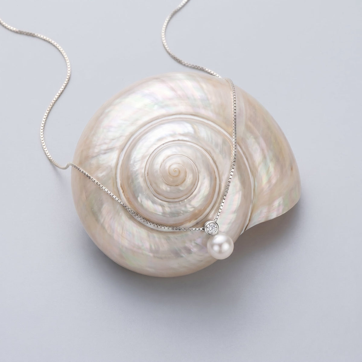 Pearl & Crystal Pendant Silver Necklace