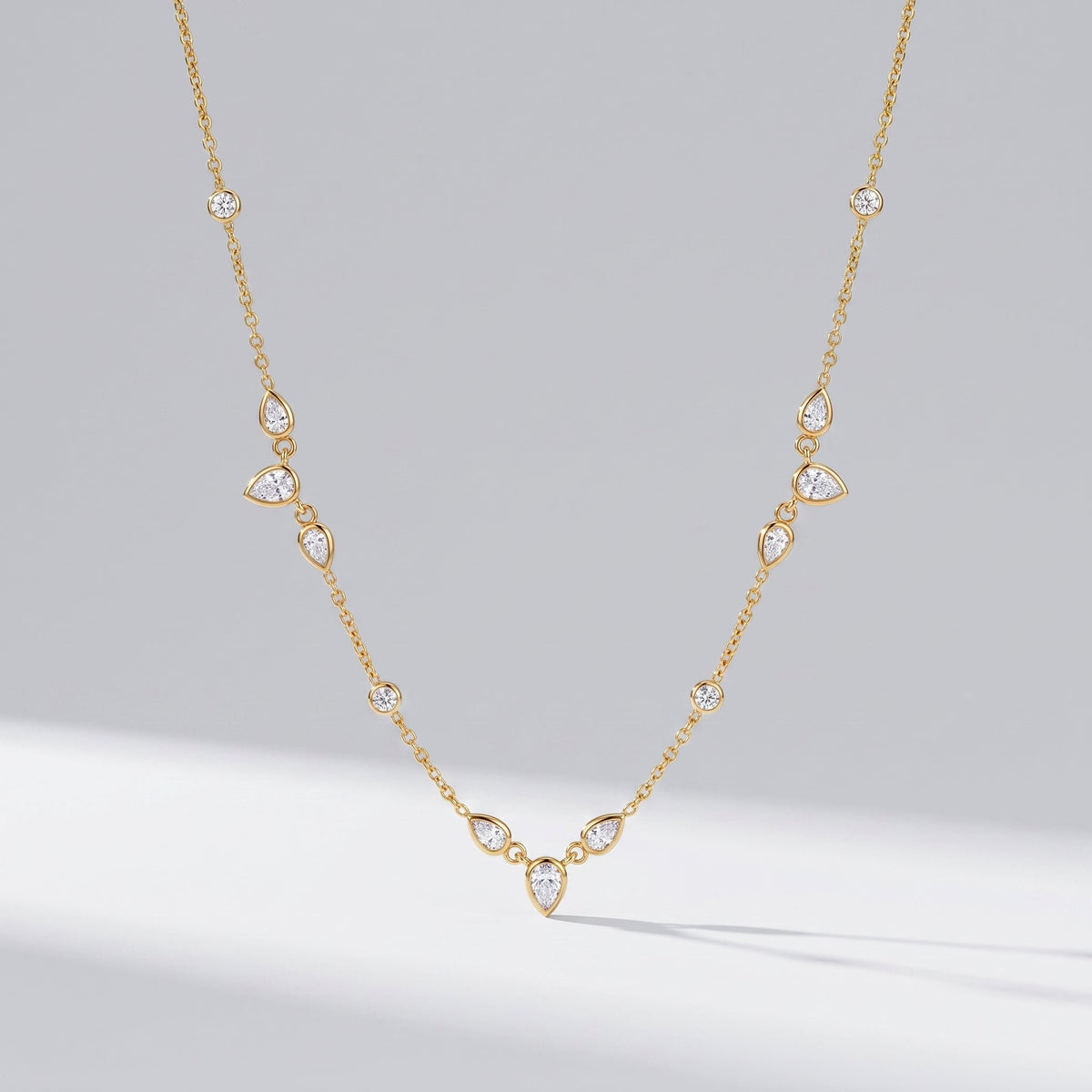 Chiara Crystal Pear Gold Necklace