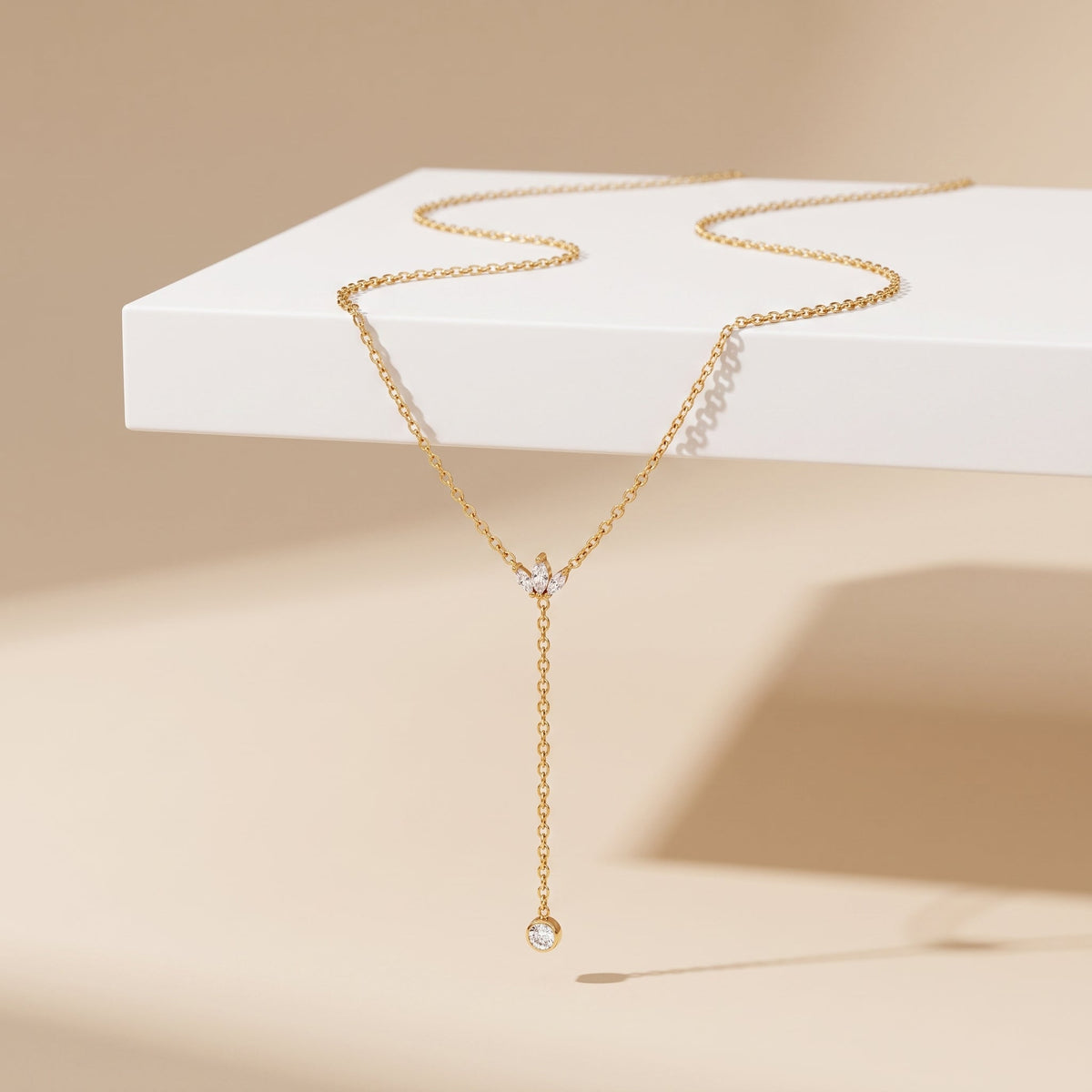 Eléonore Crystal Lotus Drop Gold Necklace