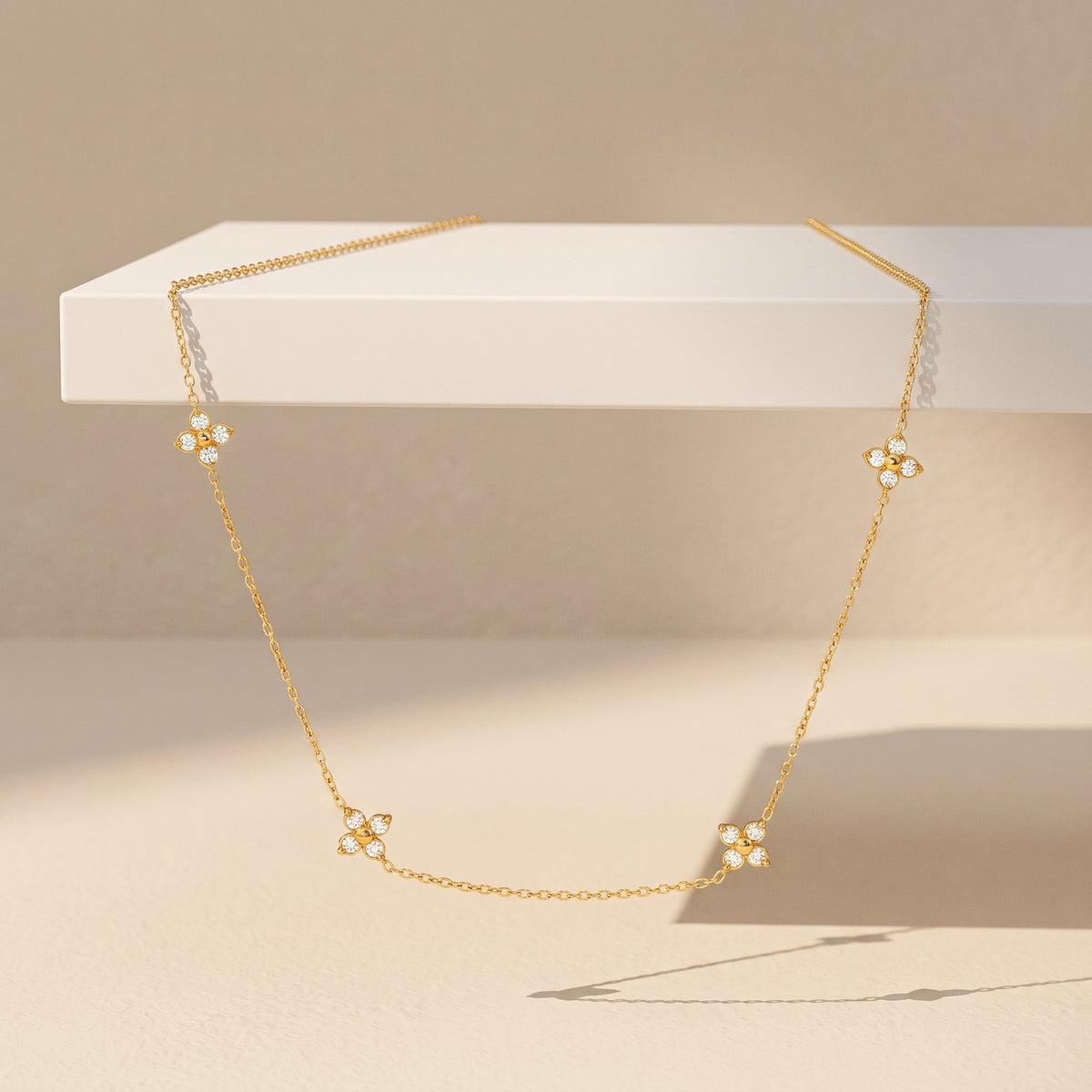 Noemi Four-Petal Floral Gold Necklace