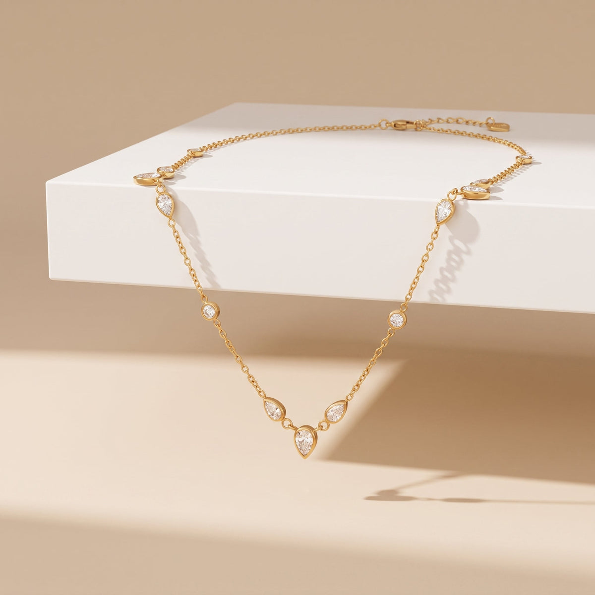 Chiara Crystal Pear Gold Necklace