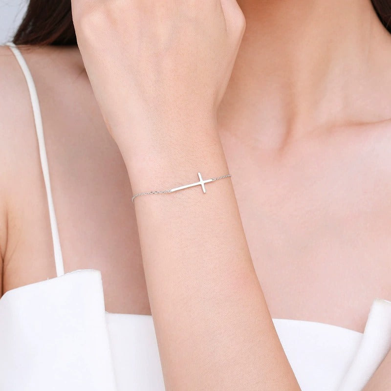 Camille Silver Cross Bracelet