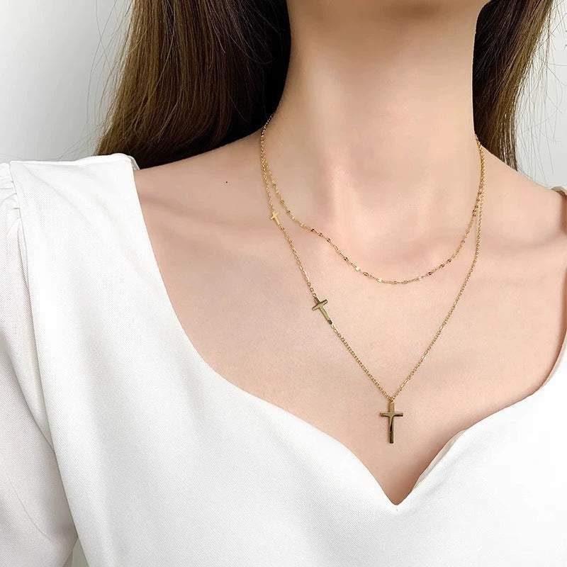 Amelia Cross Layer Necklace