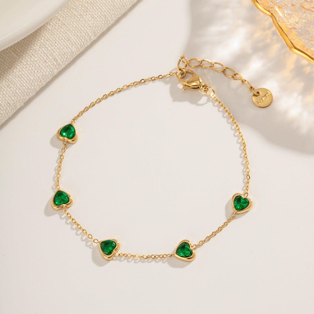 Jasmine Green Heart Bracelet