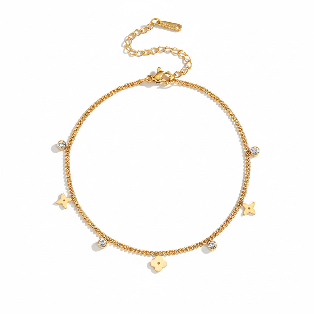 Léa Gold Clover Charm Anklet