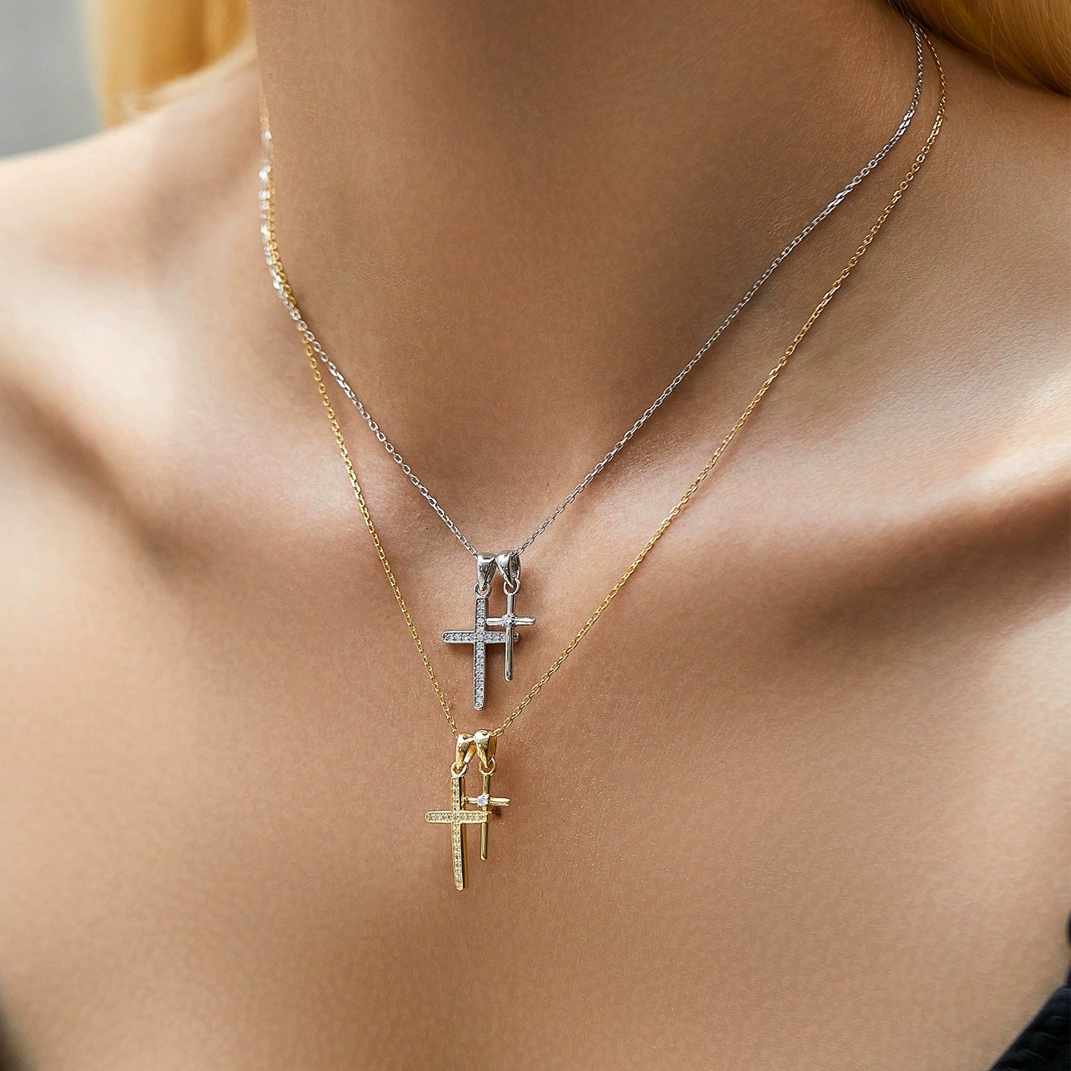 Camille Double Cross Necklace