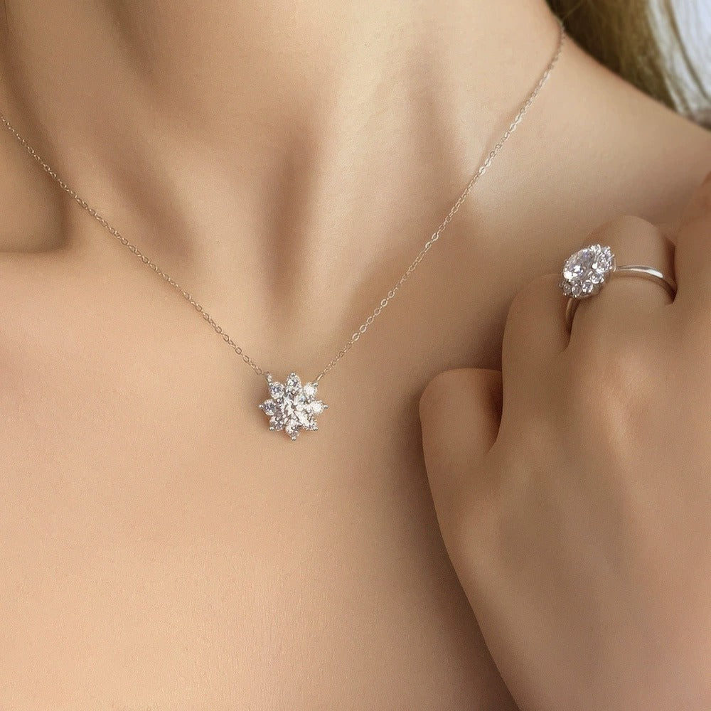 Andora Silver Crystal Necklace