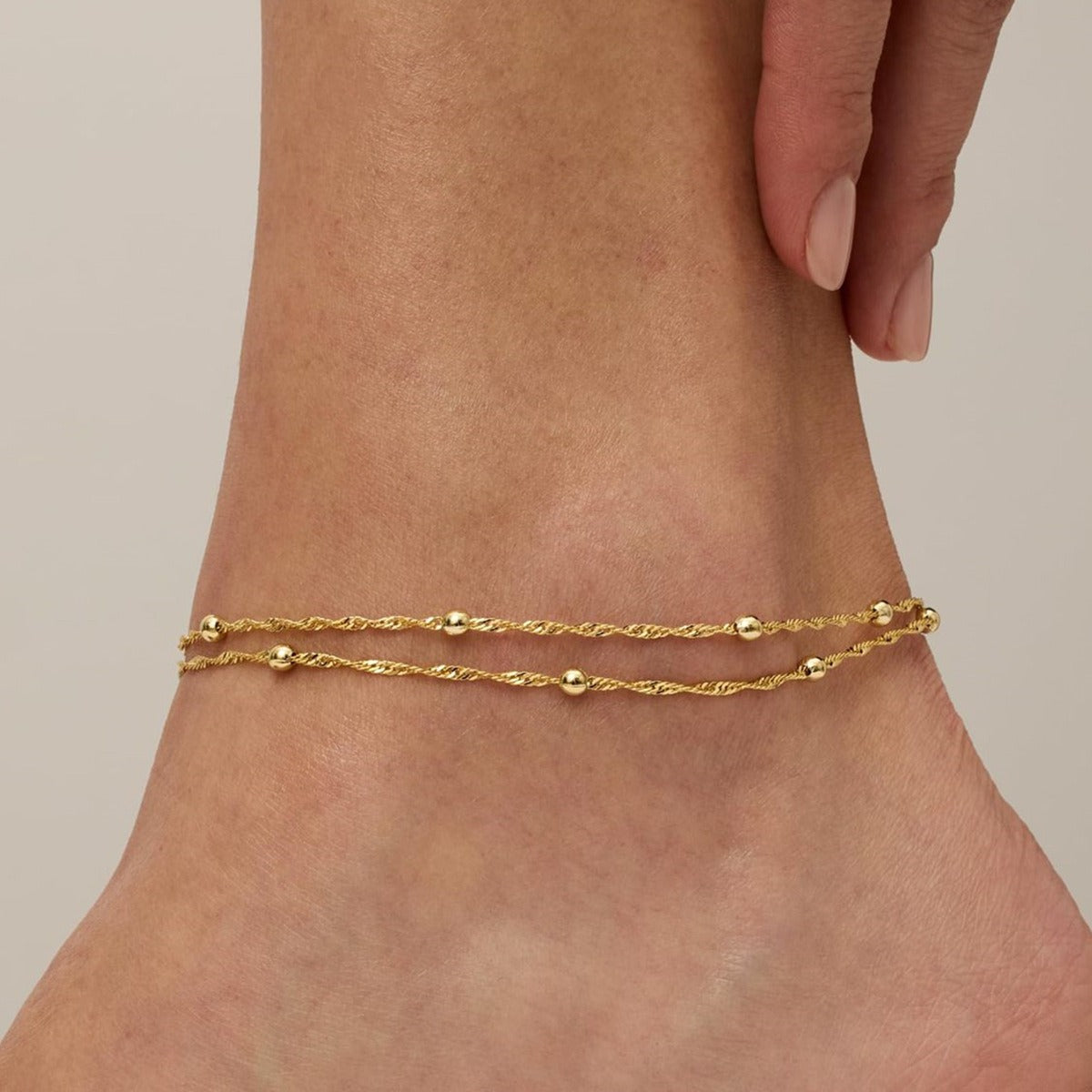 Elena Double Bead Anklet