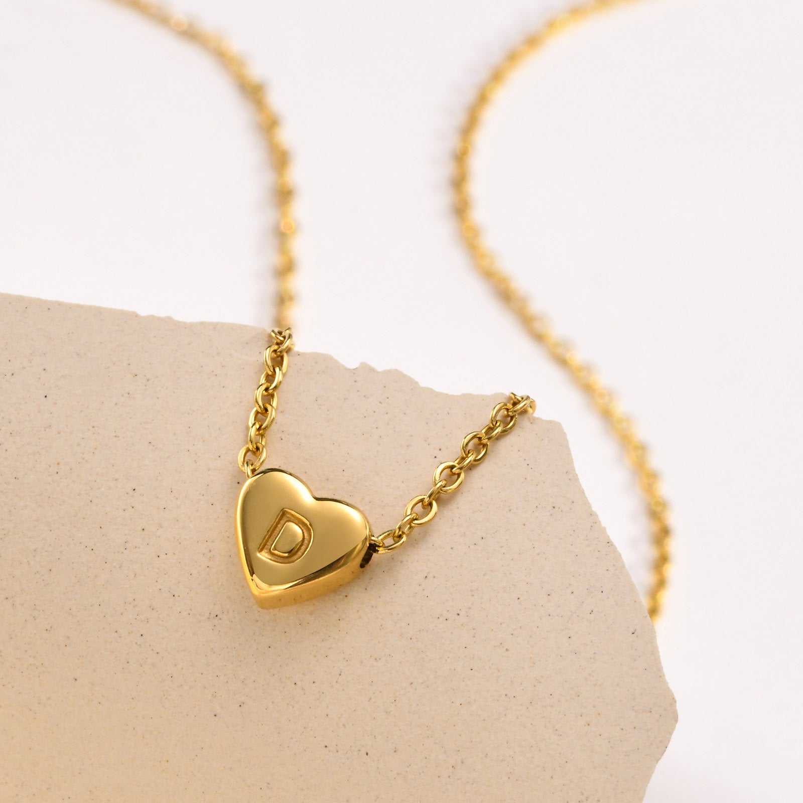 Heart Gold Initial Necklace