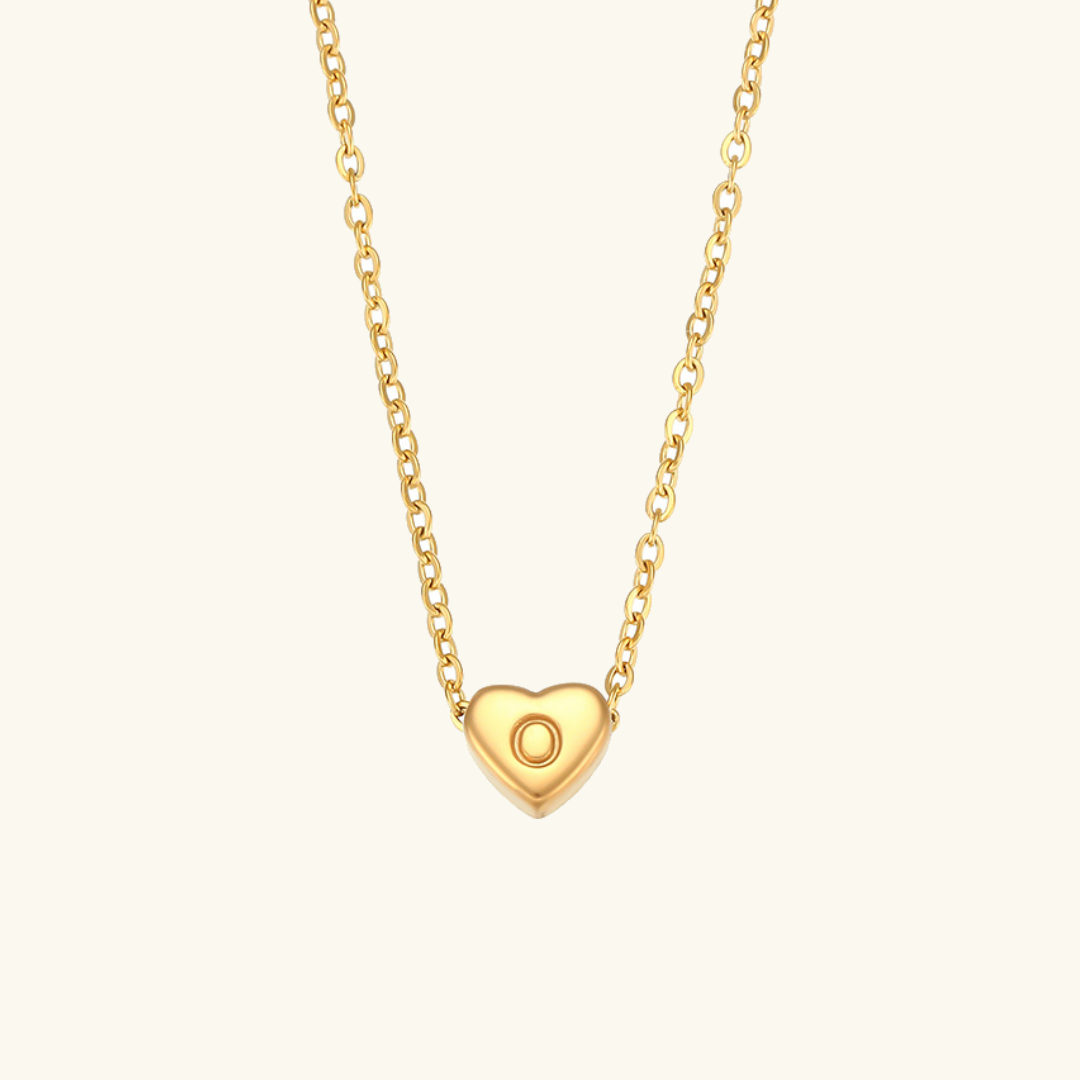 Heart Gold Initial Necklace