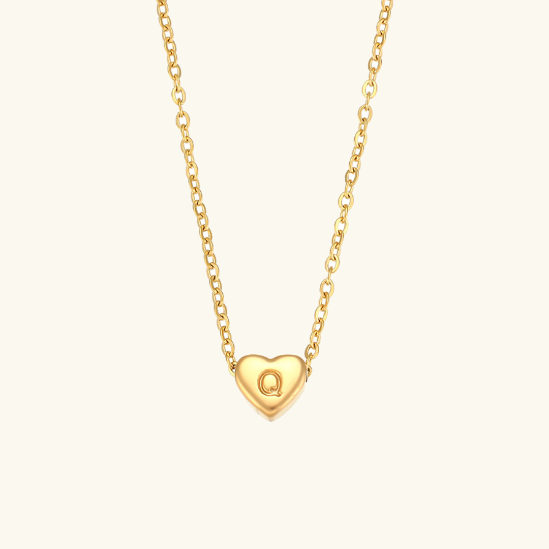 Heart Gold Initial Necklace