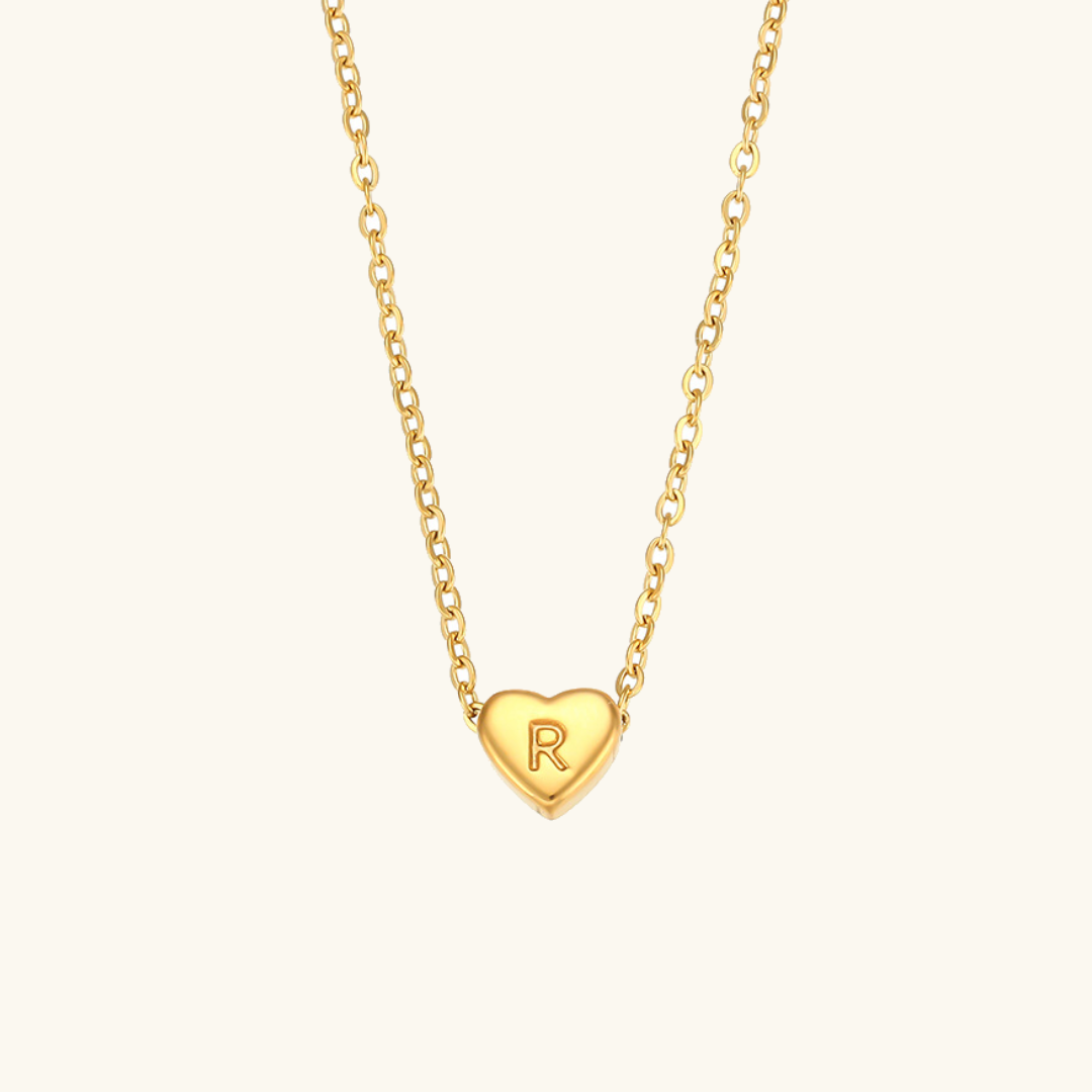 Heart Gold Initial Necklace