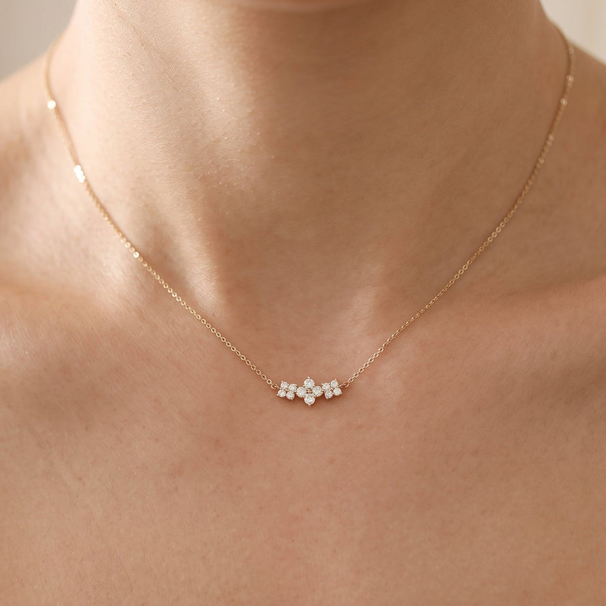 Beatrix Crystal Flowers Gold Necklace