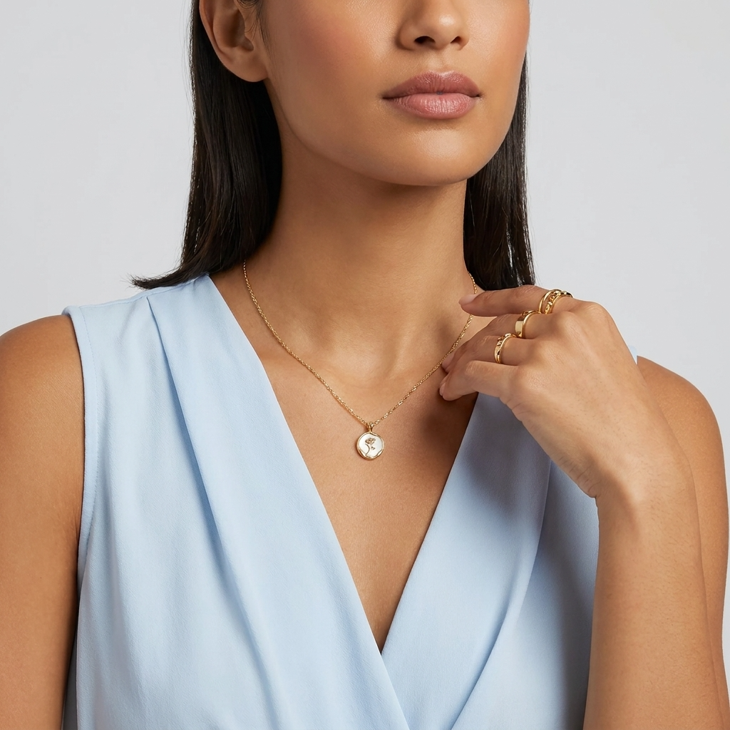 Rose Gold Pendant Necklace with Pearl Detail