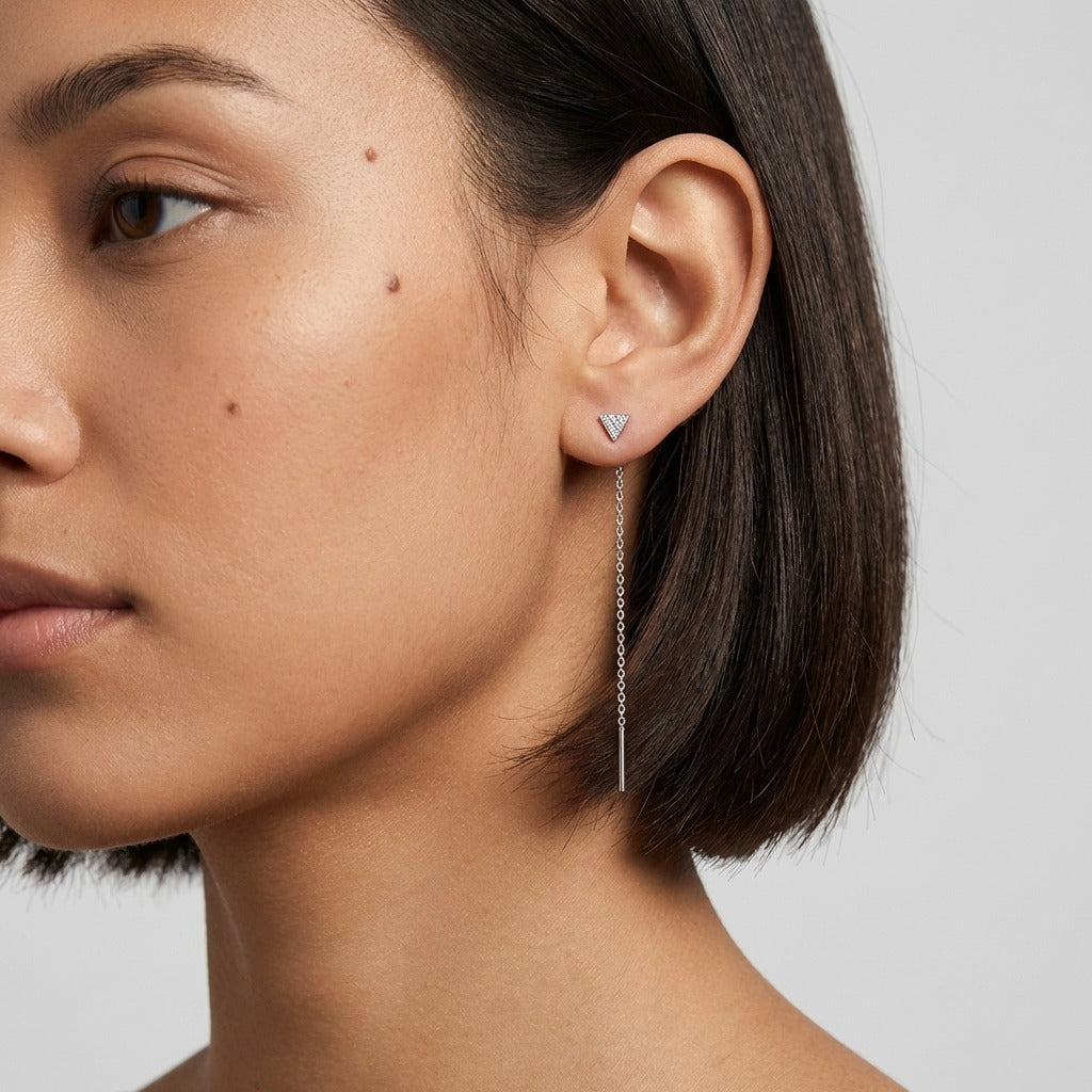 Sofia Noir Drop Earrings with platinum-plated finish