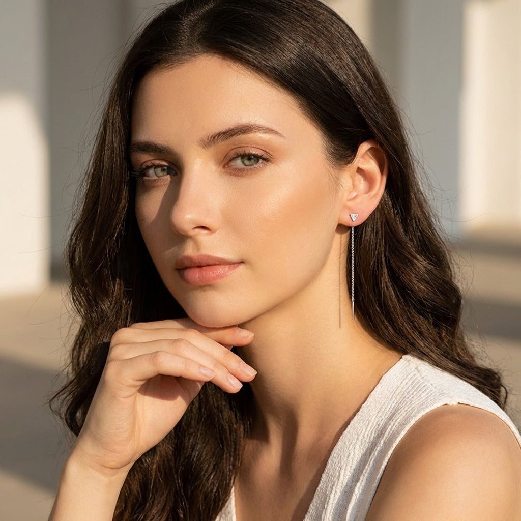Sofia Noir Drop Earrings with platinum-plated finish